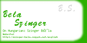 bela szinger business card
